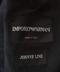 Emporio Armani Black Jacquard Wool Tailored Johnny Line Blazer M For Men -Emporio Armani sale luxury men emporio armani used clothes p245941 005