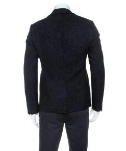 Emporio Armani Black Jacquard Wool Tailored Johnny Line Blazer M For Men -Emporio Armani sale luxury men emporio armani used clothes p245941 007