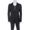 Emporio Armani Black Wool Knit David Line Blazer 3XL For Men