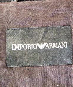 Emporio Armani Black Embroidered Lamb Leather Bomber Jacket XL For Men -Emporio Armani sale luxury men emporio armani used clothes p253512 006