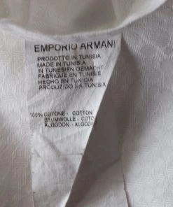 Emporio Armani White Jacquard Patterned Cotton Long Sleeve Shirt M For Men -Emporio Armani sale luxury men emporio armani used clothes p255968 002