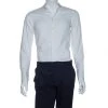 Emporio Armani White Jacquard Patterned Cotton Long Sleeve Shirt M For Men