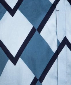 Emporio Armani Blue Geometric Printed Cotton Long Sleeve Shirt M For Men -Emporio Armani sale luxury men emporio armani used clothes p256147 003