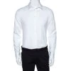 Emporio Armani White Textured Cotton Long Sleeve Shirt L For Men