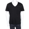 Emporio Armani Black Logo Print Cotton V Neck T-Shirt L For Men -Emporio Armani sale luxury men emporio armani used clothes p270365 001