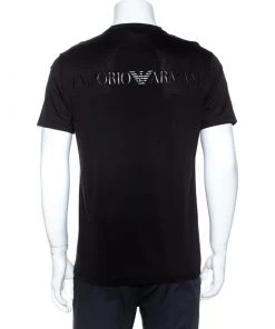 Emporio Armani Black Embossed Logo Print Crew Neck T-Shirt M For Men -Emporio Armani sale luxury men emporio armani used clothes p270415 003