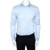 Emporio Armani Light Blue Striped Cotton Long Sleeve Shirt M For Men -Emporio Armani sale luxury men emporio armani used clothes p270426 001