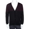 Emporio Armani Bicolor Wool Colorblock Cardigan L For Men