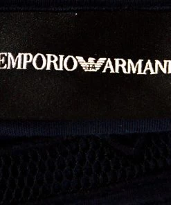 Emporio Armani Navy Blue Cotton Mesh Logo Detail T Shirt XL For Men -Emporio Armani sale luxury men emporio armani used clothes p275074 006