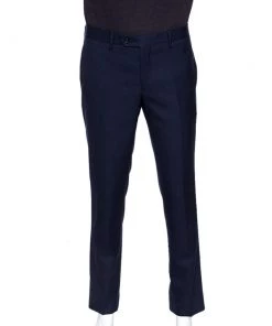 Emporio Armani Navy Blue Textured Wool Trousers L For Men