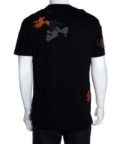 Emporio Armani Black Cotton Camouflage Embroidered T Shirt XL For Men -Emporio Armani sale luxury men emporio armani used clothes p280965 001