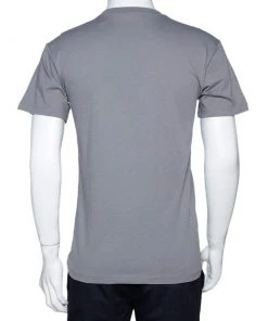 Emporio Armani Grey Cotton Crew Neck Fitted T-Shirt L For Men -Emporio Armani sale luxury men emporio armani used clothes p294619 007