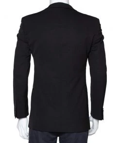 Emporio Armani Black Stretch Wool Sean Line Blazer S For Men -Emporio Armani sale luxury men emporio armani used clothes p295899 005