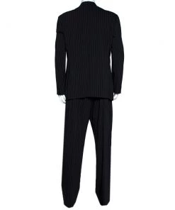 Emporio Armani Black Pin Striped Wool Blend Tailored Suit XXL For Men -Emporio Armani sale luxury men emporio armani used clothes p297176 007
