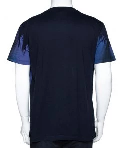 Emporio Armani Black Printed Cotton Logo Embroidered T-Shirt XXL For Men -Emporio Armani sale luxury men emporio armani used clothes p297191 006