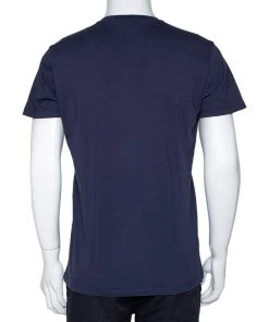 Emporio Armani Navy Blue Logo Borgonuovo Print Cotton T-Shirt XXL For Men -Emporio Armani sale luxury men emporio armani used clothes p297200 001