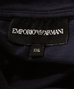 Emporio Armani Navy Blue Logo Borgonuovo Print Cotton T-Shirt XXL For Men -Emporio Armani sale luxury men emporio armani used clothes p297200 003