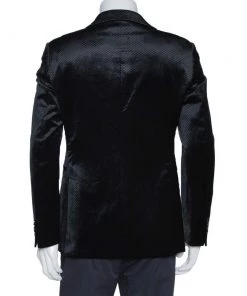 Emporio Armani Black Diamond Pattern Velvet Jude Line Jacket L For Men -Emporio Armani sale luxury men emporio armani used clothes p315477 003