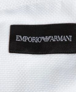 Emporio Armani White Cotton Jacquard Button Front Shirt L For Men -Emporio Armani sale luxury men emporio armani used clothes p320265 006