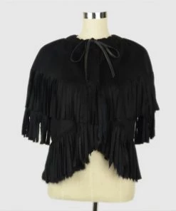 Emporio Armani Black Cashmere Wool And Fur Fringe Jacket For Men