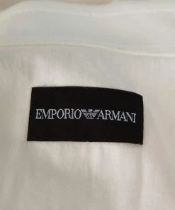 Emporio Armani Cream Cotton & Silk Contrast Stripe Detail Shirt XL For Men -Emporio Armani sale luxury men emporio armani used clothes p338326 004