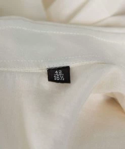 Emporio Armani Cream Cotton & Silk Contrast Stripe Detail Shirt XL For Men -Emporio Armani sale luxury men emporio armani used clothes p338326 005