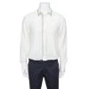 Emporio Armani Cream Cotton & Silk Contrast Stripe Detail Shirt XL For Men