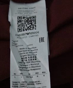 Emporio Armani Maroon Cotton Logo Detail Crew Neck T-Shirt L For Men -Emporio Armani sale luxury men emporio armani used clothes p350642 004