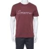 Emporio Armani Maroon Cotton Logo Detail Crew Neck T-Shirt L For Men -Emporio Armani sale luxury men emporio armani used clothes p350642 005