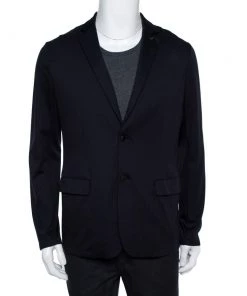 Emporio Armani Navy Blue Knit Blazer XL For Men