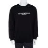 Emporio Armani Black Logo Print Cotton Sweatshirt 3XL For Men