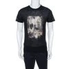 Emporio Armani Charcoal Grey Knit Abstract Gold Foil Print T Shirt L For Men