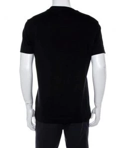 Emporio Armani Black Cotton Logo Embossed Crew Neck T-Shirt XL For Men -Emporio Armani sale luxury men emporio armani used clothes p368803 001