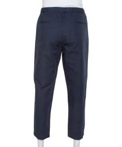 Emporio Armani Navy Blue Self Checked Cotton Drawstring Trousers XXL For Men -Emporio Armani sale luxury men emporio armani used clothes p370548 007