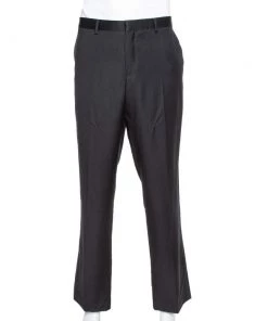 Emporio Armani Black Wool Tailored Trousers 4XL For Men
