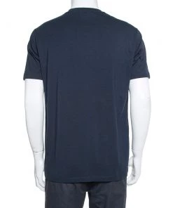 Emporio Armani Navy Blue Peace Relief Print Cotton T-Shirt XXL For Men -Emporio Armani sale luxury men emporio armani used clothes p384357 003
