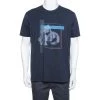 Emporio Armani Navy Blue Peace Relief Print Cotton T-Shirt XXL For Men