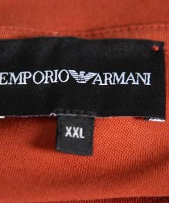 Emporio Armani Burnt Orange Power Printed Cotton T-Shirt XXL For Men -Emporio Armani sale luxury men emporio armani used clothes p384361 001