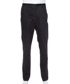 Emporio Armani Black Cotton And Cashmere Tailored Trousers XXXL For Men
