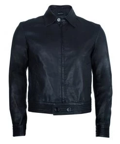 Emporio Armani Men's Black Leather Bomber Jacket M For Men