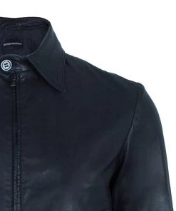 Emporio Armani Men's Black Leather Bomber Jacket M For Men 15 Emporio Armani Men's Black Leather Bomber Jacket M For Men -Emporio Armani sale luxury men emporio armani used clothes p38920 004