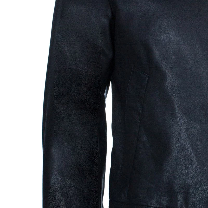 Emporio Armani Men's Black Leather Bomber Jacket M For Men 7 Emporio Armani Men's Black Leather Bomber Jacket M For Men - Image 5