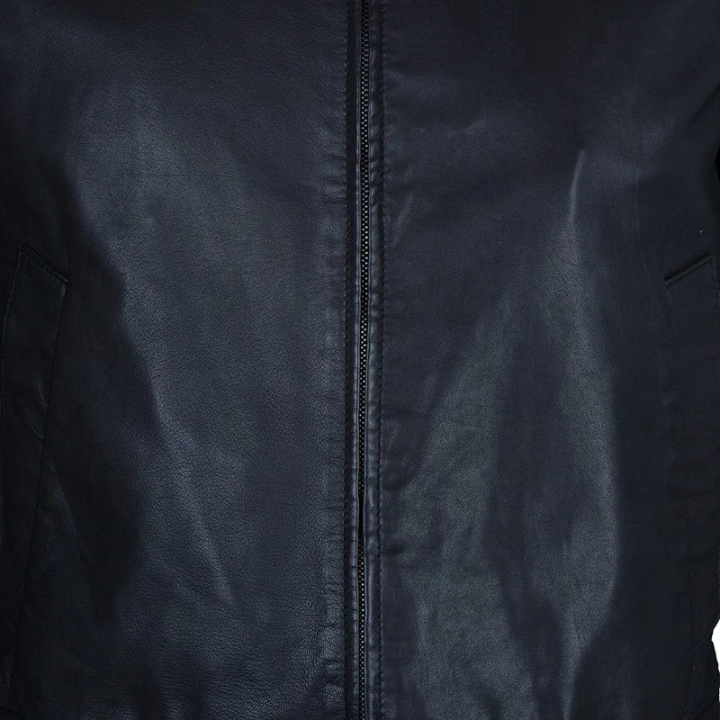 Emporio Armani Men's Black Leather Bomber Jacket M For Men 8 Emporio Armani Men's Black Leather Bomber Jacket M For Men - Image 6