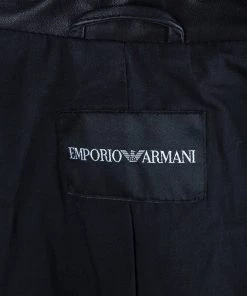 Emporio Armani Men's Black Leather Bomber Jacket M For Men 19 Emporio Armani Men's Black Leather Bomber Jacket M For Men -Emporio Armani sale luxury men emporio armani used clothes p38920 008