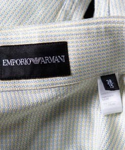 Emporio Armani Light Green Cotton Button Front Shirt S For Men -Emporio Armani sale luxury men emporio armani used clothes p404654 005