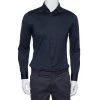 Emporio Armani Navy Blue Stretch Cotton Button Front Shirt M For Men -Emporio Armani sale luxury men emporio armani used clothes p405661 002
