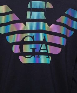 Emporio Armani Black Knit Quilted Detail Hooded Sweatshirt XL For Men -Emporio Armani sale luxury men emporio armani used clothes p407795 003