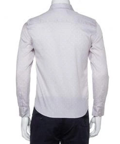 Emporio Armani Beige Printed Cotton Zipper Front Shirt M For Men -Emporio Armani sale luxury men emporio armani used clothes p415140 001