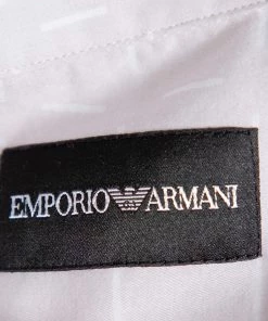 Emporio Armani Beige Printed Cotton Zipper Front Shirt M For Men -Emporio Armani sale luxury men emporio armani used clothes p415140 006
