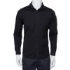Emporio Armani Black Cotton Knit Trim Detail Button Front Shirt S For Men -Emporio Armani sale luxury men emporio armani used clothes p421284 001